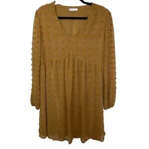 Kirundo Womens Large Dress Polka Dot Rustic Yellow Romantic Cottagecore Fairy